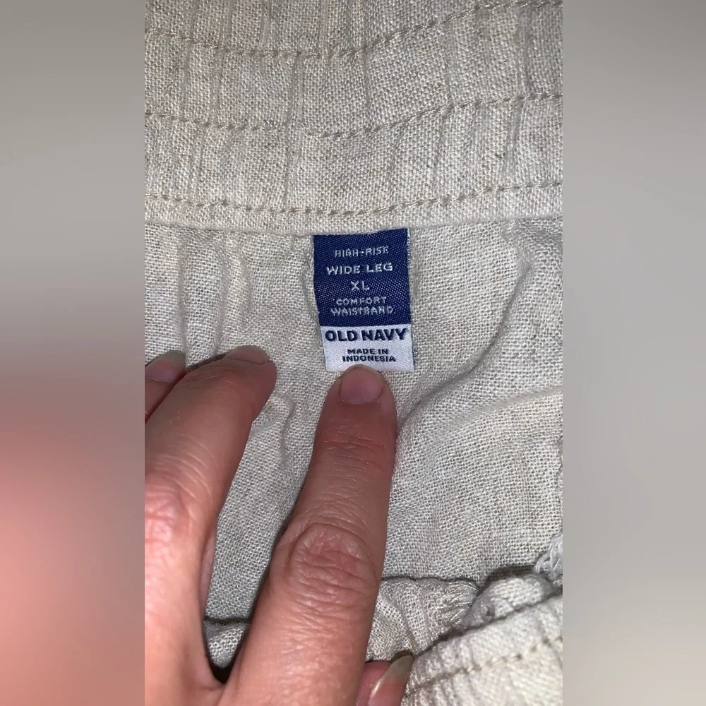 Old navy lot of 2 pairs linen pull on pants tan and white nwt size XL Wide leg